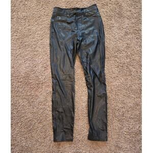 spanx shape faux leather leggings high rise black shape wear ankle with pocket S